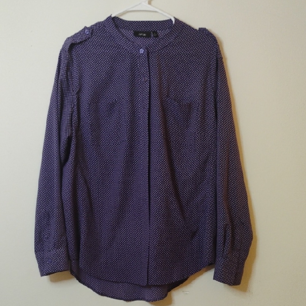 Apt. 9 Purple Dot-Print Long-Sleeve Blouse